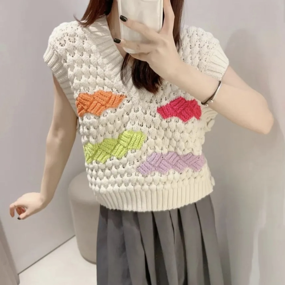 ZARA COLORBLOCK KNIT VEST MULTICOLOR NWT